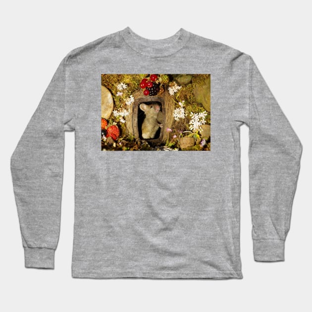 George the mouse in a log pile house Long Sleeve T-Shirt by Simon-dell